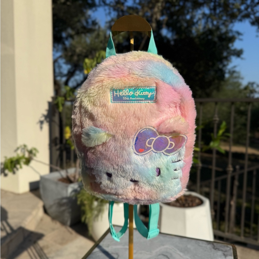 Pastel Tie-Dye Furry Backpack Hello Kitty - Picture 3 of 6